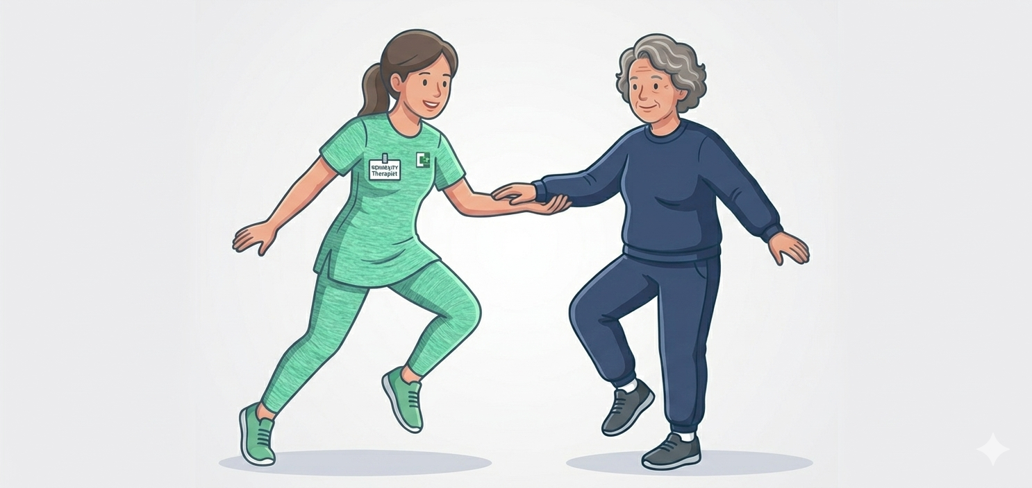 Therapist helping patient with exercise